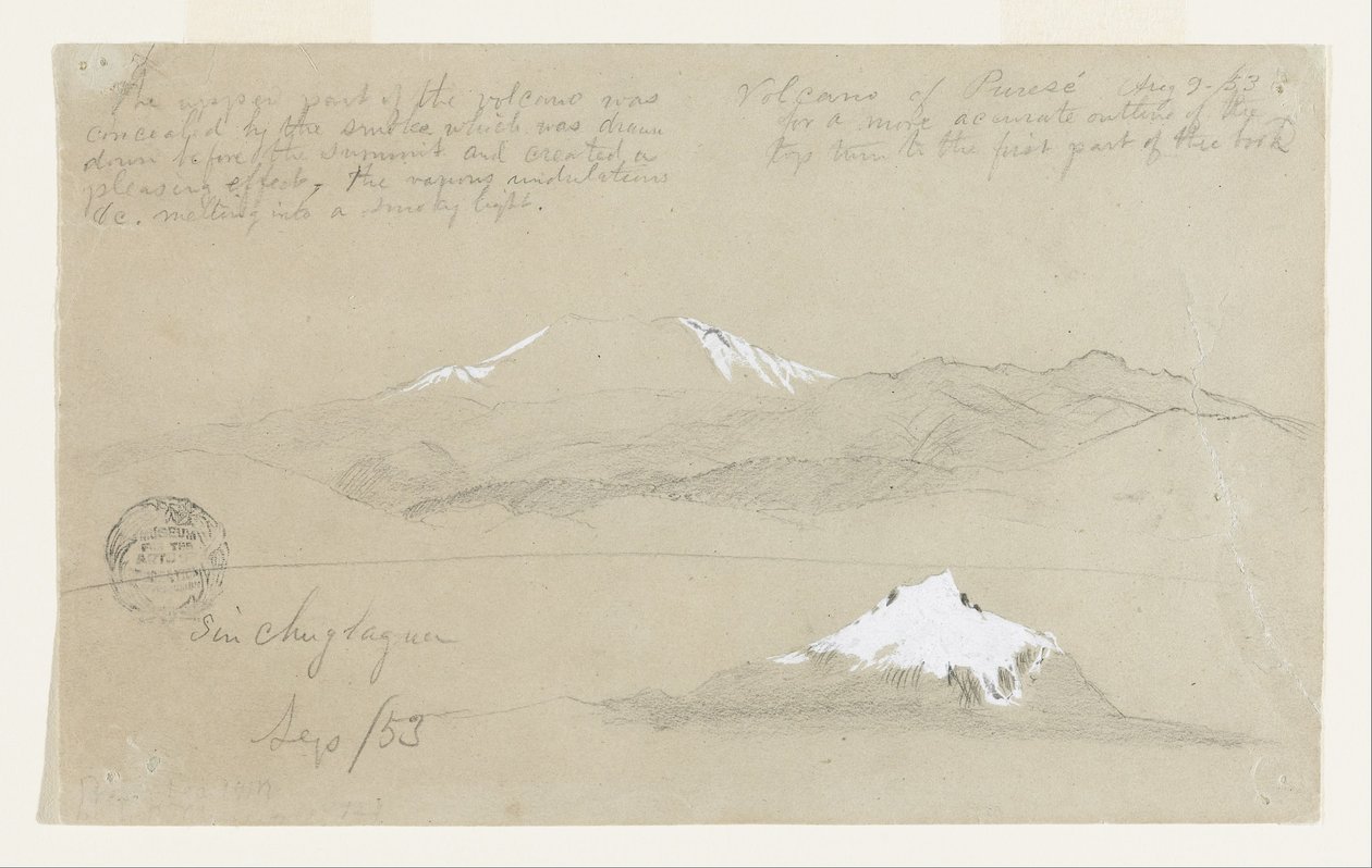 Uitzichten van de Puresé-vulkaan, Colombia en de Mt. Sincholagua, Ecuador door Frederic Edwin Church