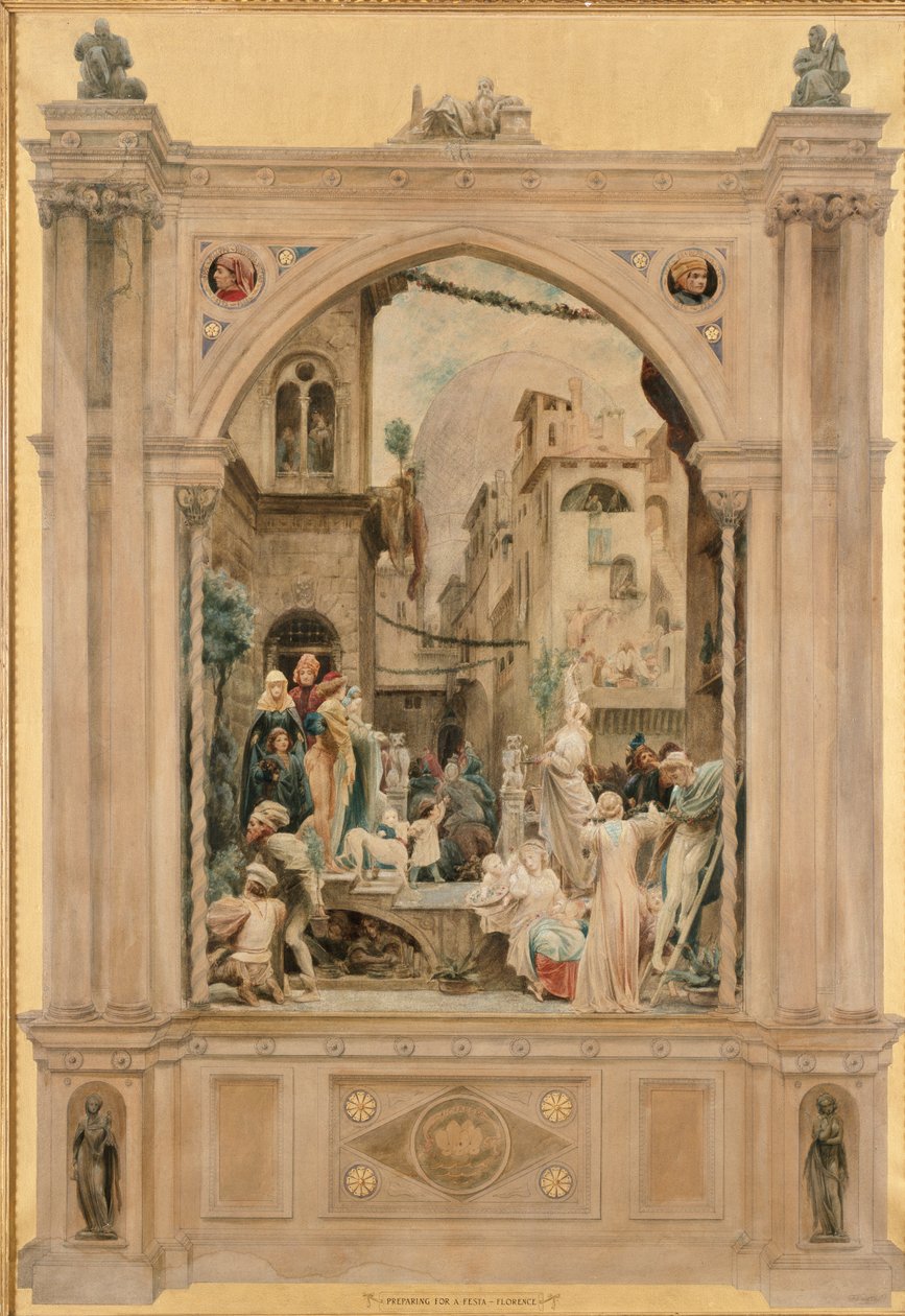 Voorbereidingen voor een Festa, Florence door Frederic Leighton