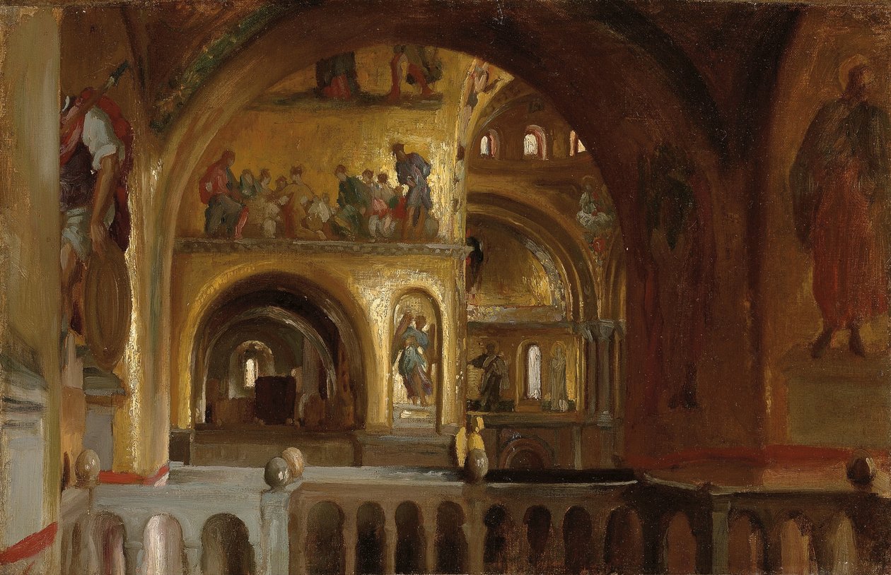Het interieur van de Basiliek van San Marco, Venetië door Frederic Leighton