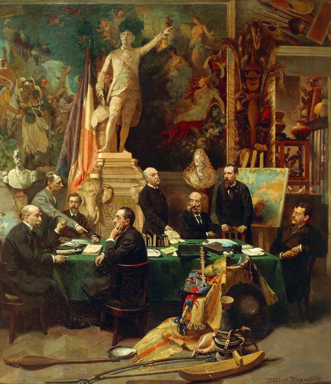Jules Ferry ontvangt de afgevaardigden van de koloniën in november 1892, schilderij door Frederic Regamey (1849-1925). Frankrijk door Frederic Regamey