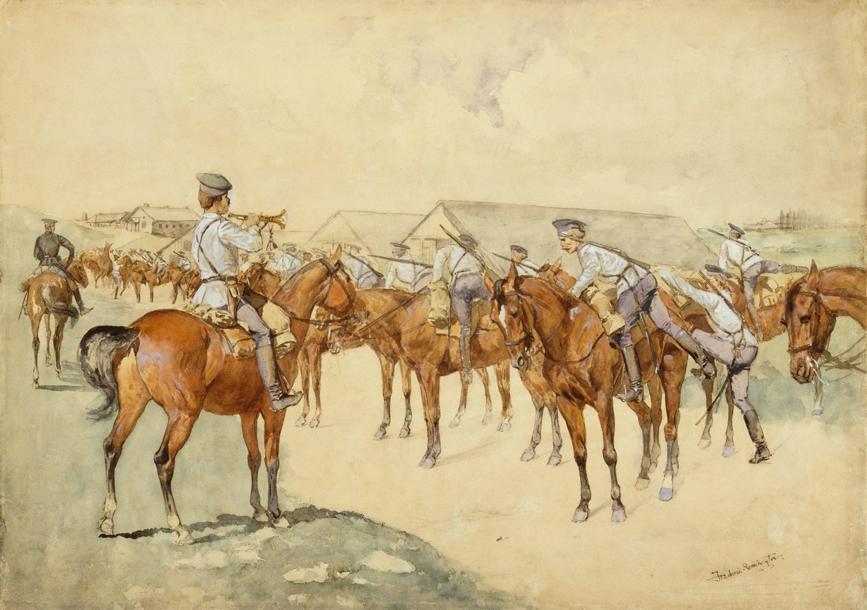 Een Oproep tot de Wapens door Frederic Remington