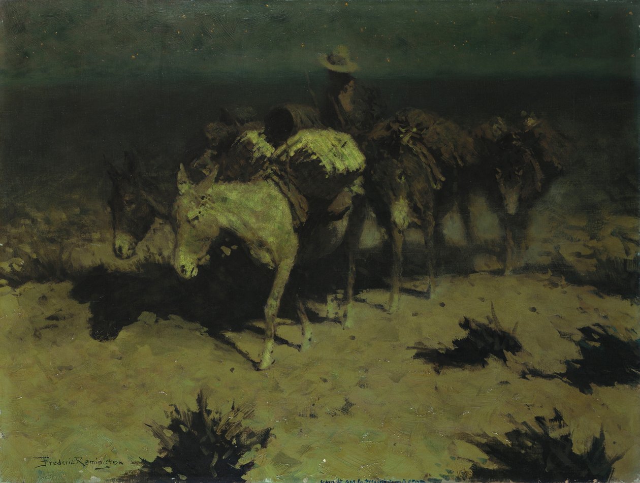 Een paktrain door Frederic Remington