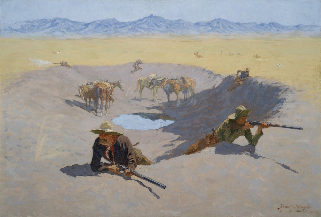 Vechten voor de waterpoel door Frederic Remington
