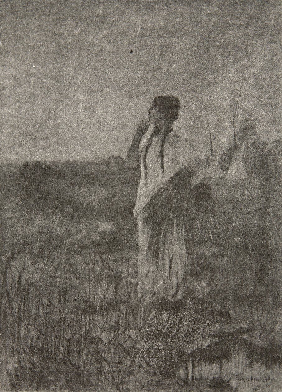 Als een geest die bij zonsopgang gaat, zag hij een meisje lopen, uit The Song of Hiawatha door Henry Wadsworth Longfellow (1807-82), uitgegeven door George G. Harrap und Company Ltd., 1911 door Frederic Remington