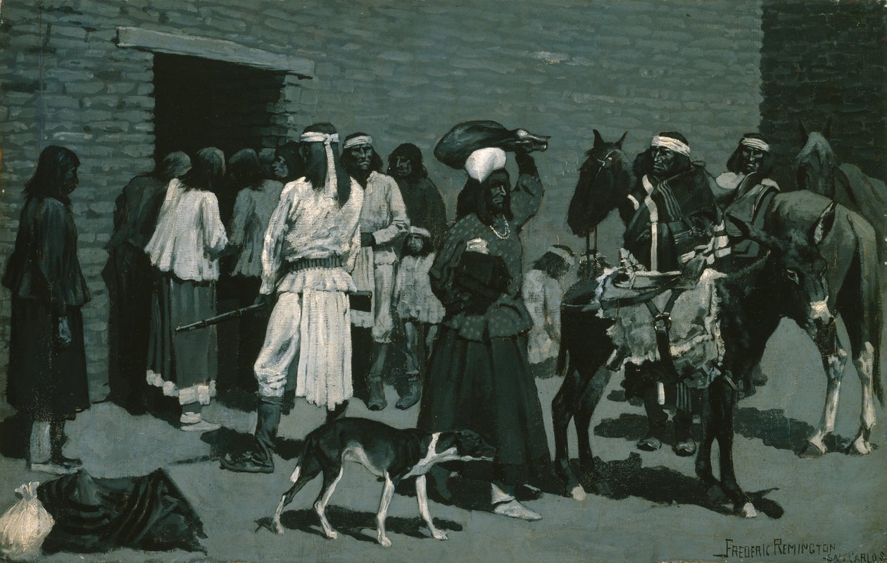 Pueblo Indiaans Dorp door Frederic Remington