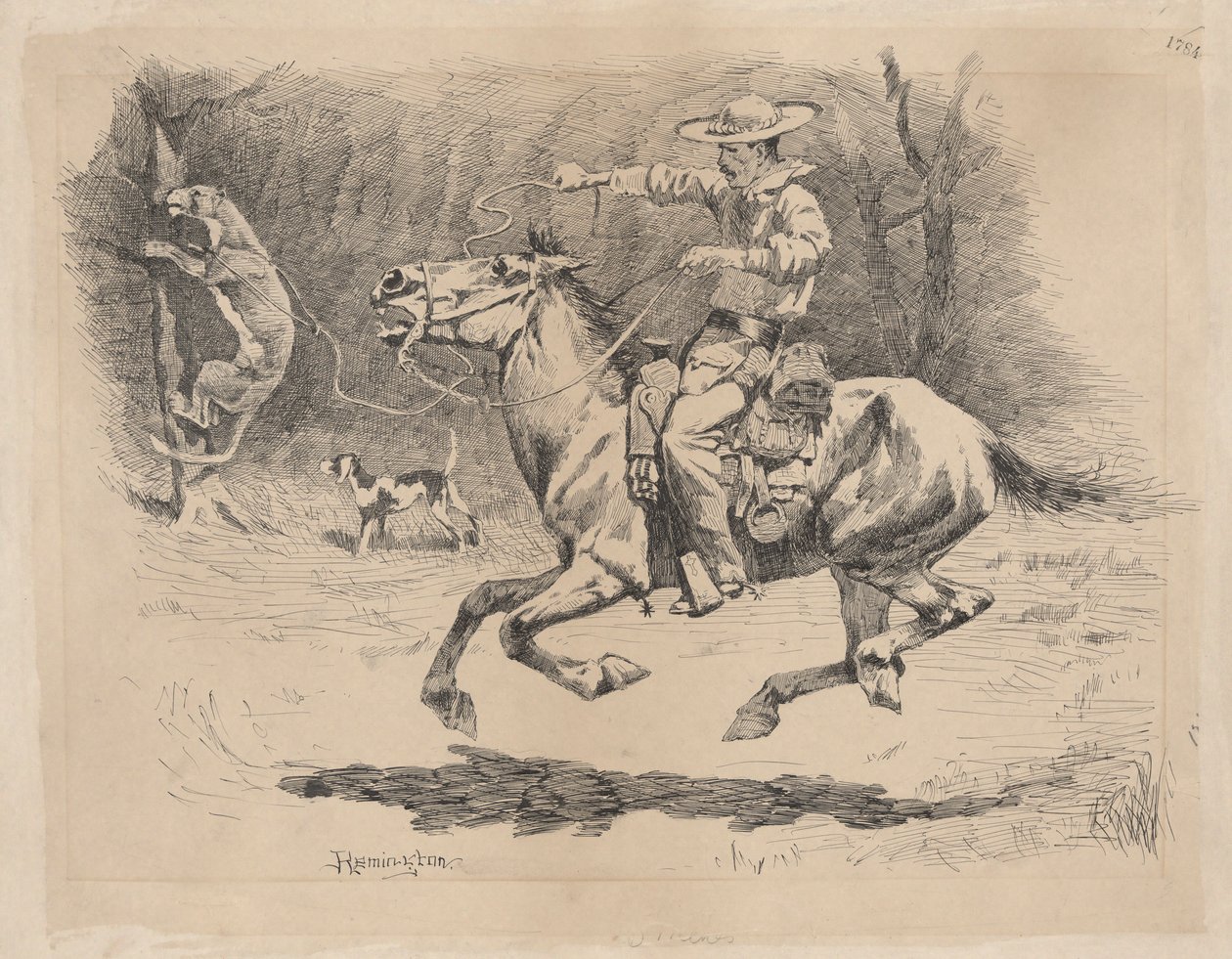 Zijn Paard Aansporen in Achtervolging door Frederic Remington
