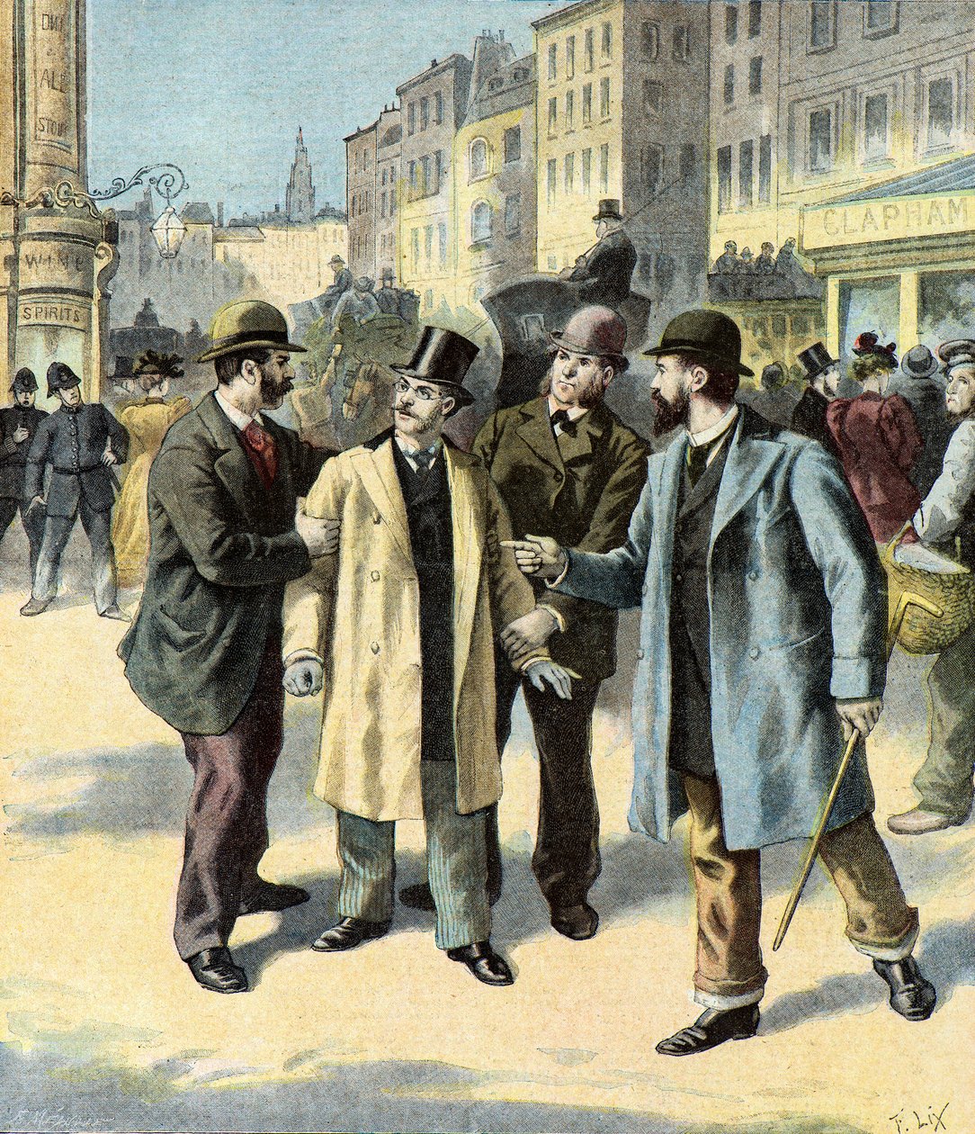 Arrestatie van Leopold Emile Aron,1895 (Illustratie) door Frederic Theodore Lix