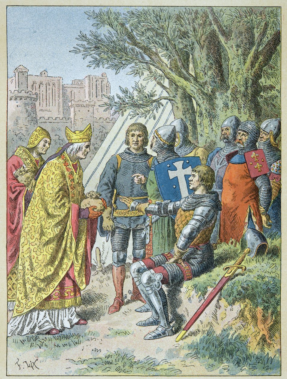 Bertrand Du Guesclin ontving de wrok die hij zocht om Avignon te behouden door Frederic Theodore Lix
