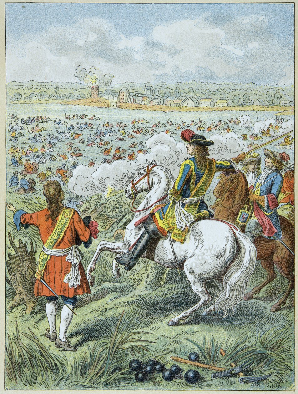 Oversteek van de Rijn door de legers van koning Lodewijk XIV door Frederic Theodore Lix