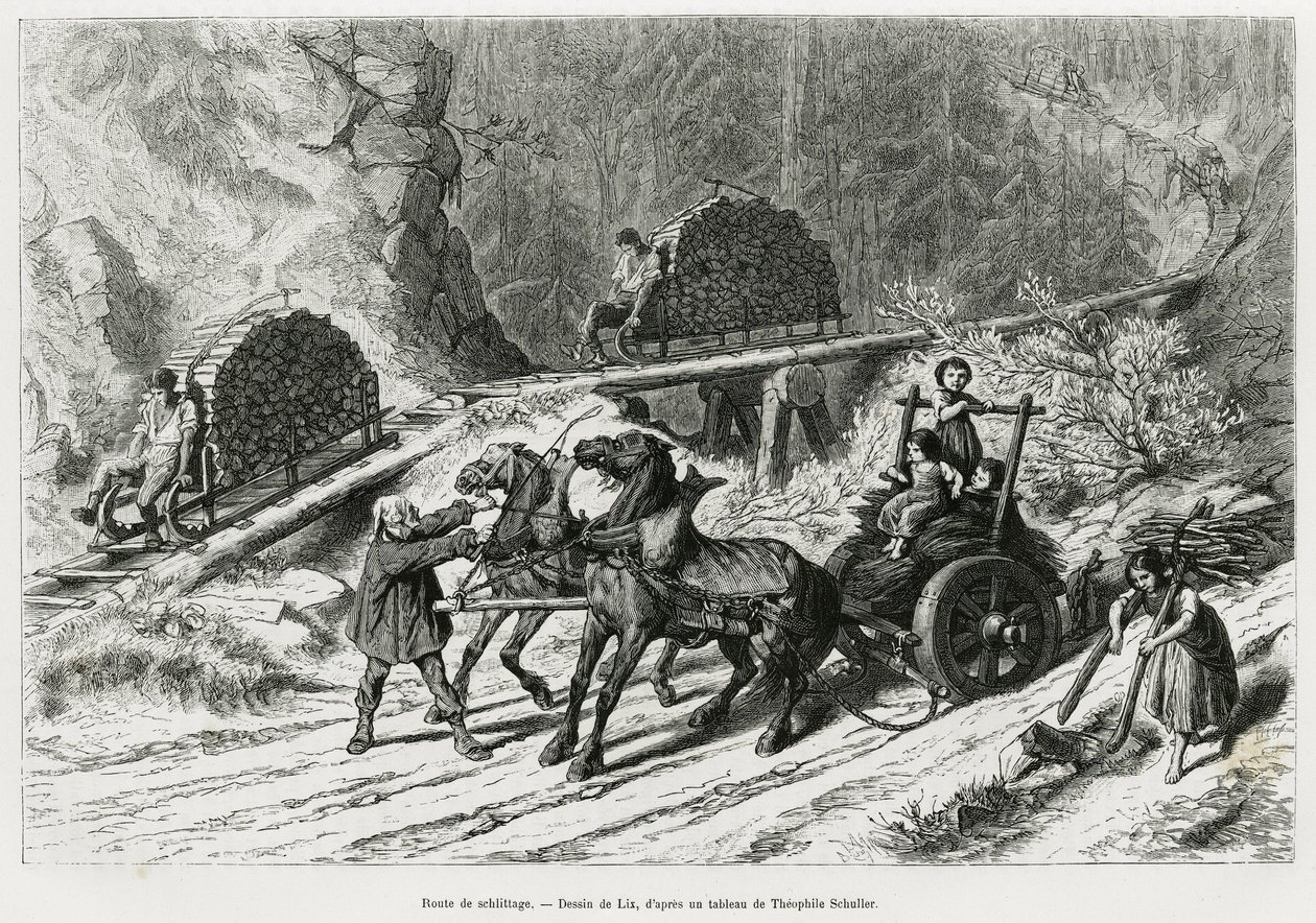 Schlittageweg door Frederic Theodore Lix