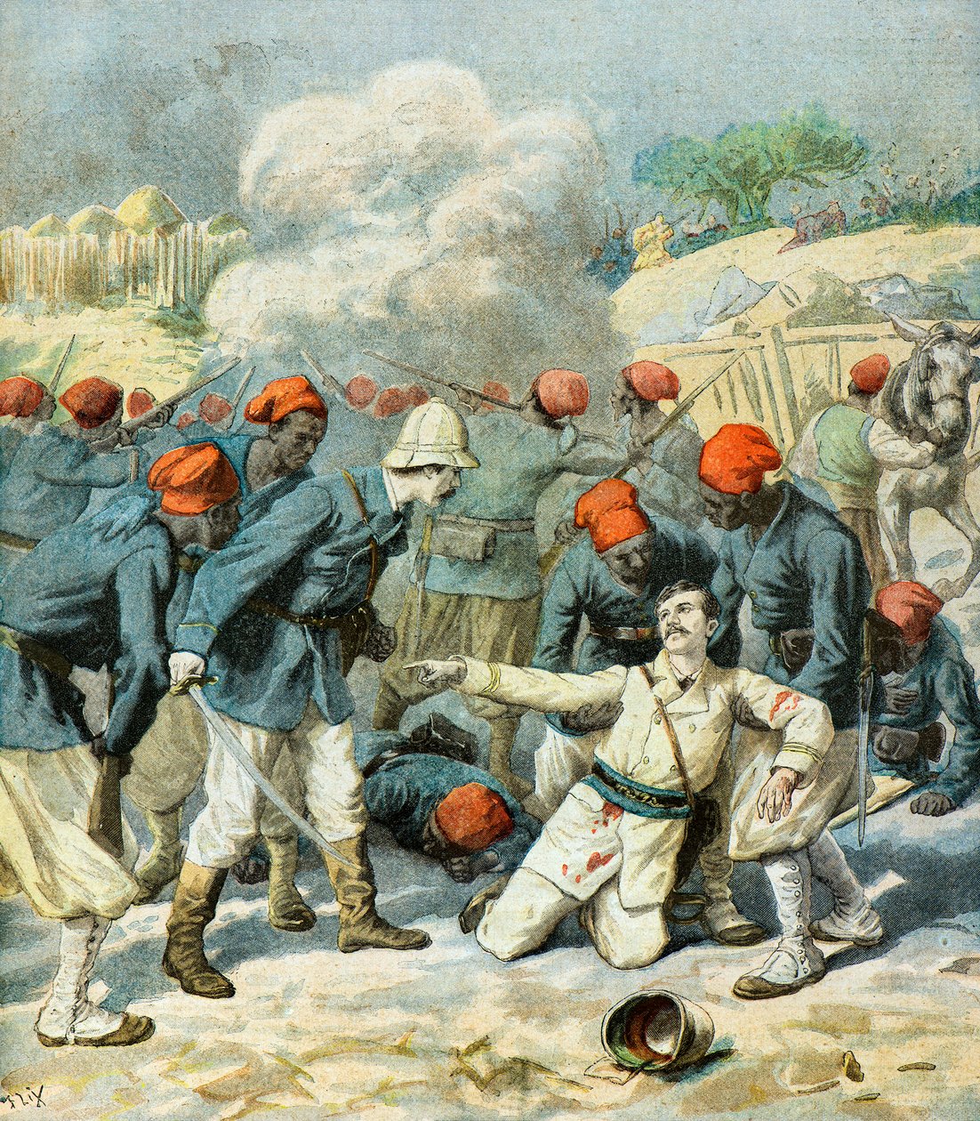 De dood van luitenant Lecerf in de slag bij Napa door Frederic Theodore Lix