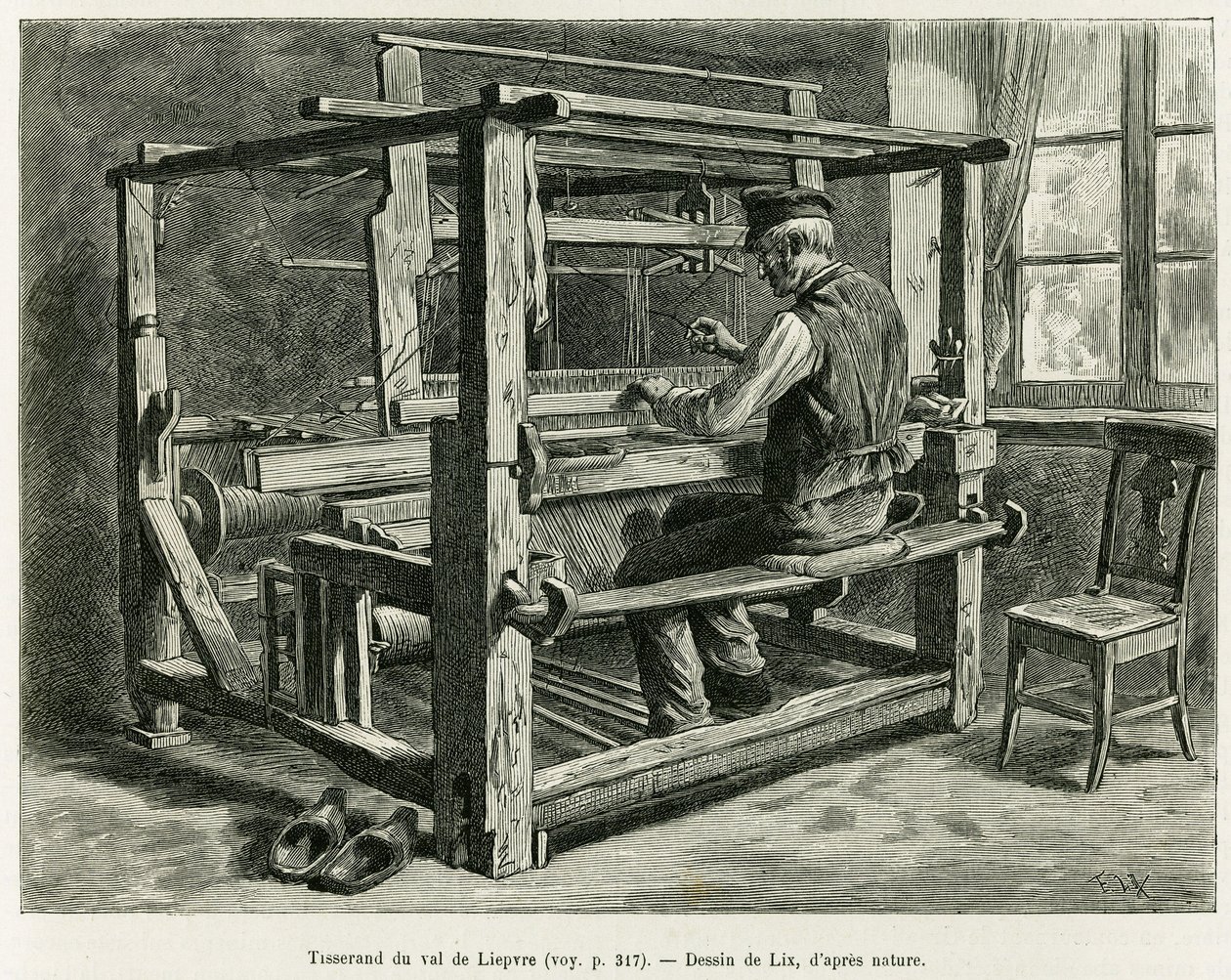 Wever van de Liepvre Vallei. Gravure door Lix, ter illustratie van het verhaal 