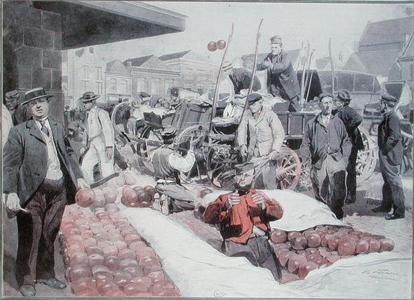 De Kaasmarkt in Alkmaar, c.1910 door Frederic de Haenen
