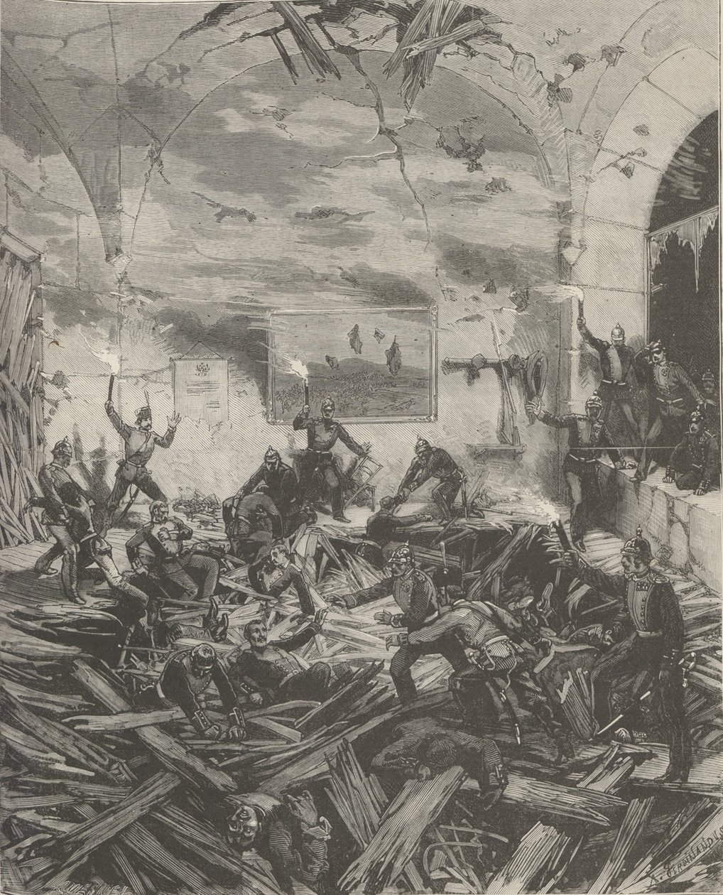 Het Winterpaleis na de explosie, avond van 17 februari 1880 door Frederic de Haenen