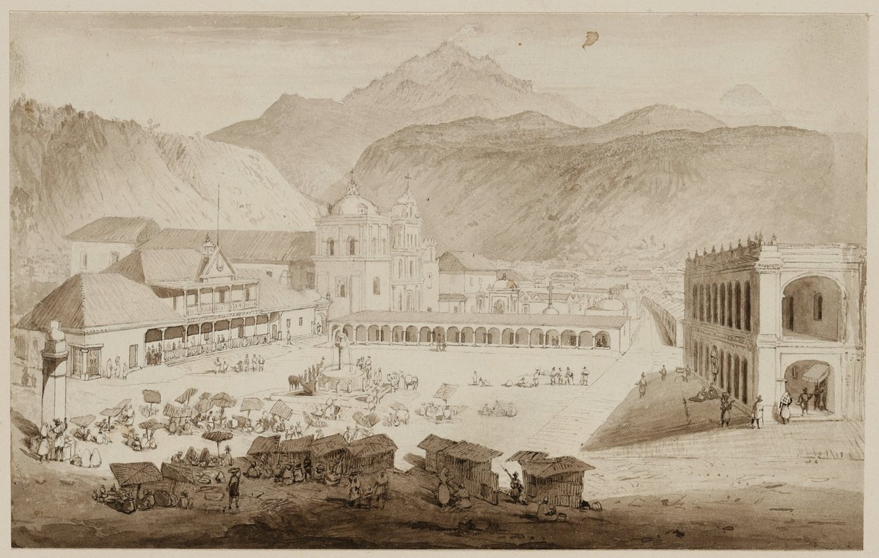 Stad Quezaltenango, Midden-Amerika, 1840 door Frederick Catherwood