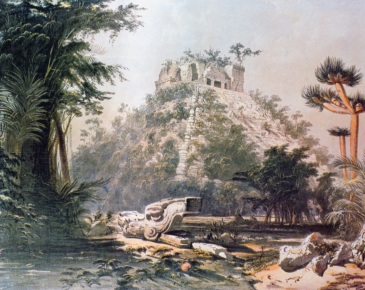 Uitzicht op El Castillo, 1844 door Frederick Catherwood
