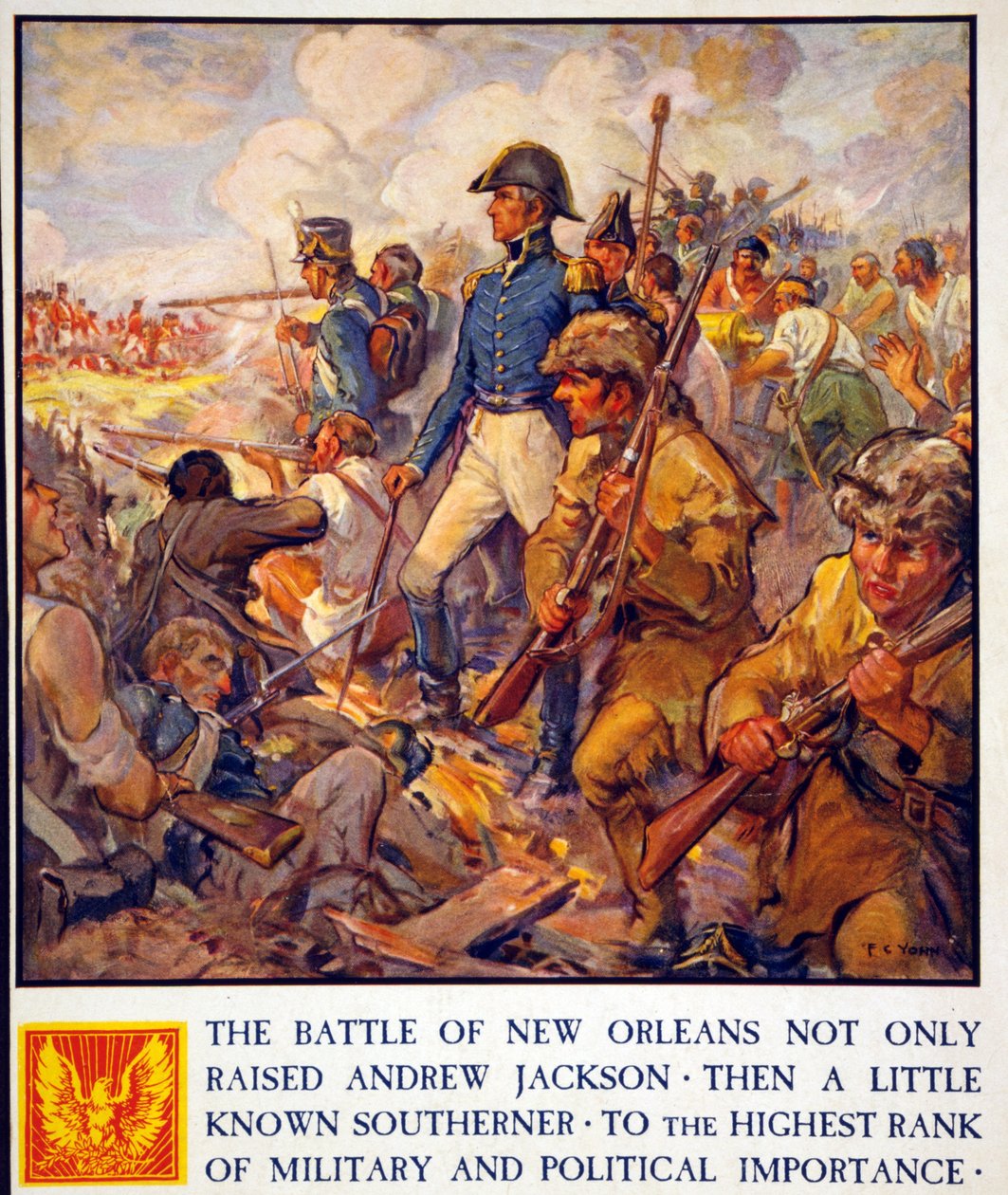 Andrew Jackson tijdens de Slag bij New Orleans, uitgegeven 1922 door Frederick Coffay Yohn