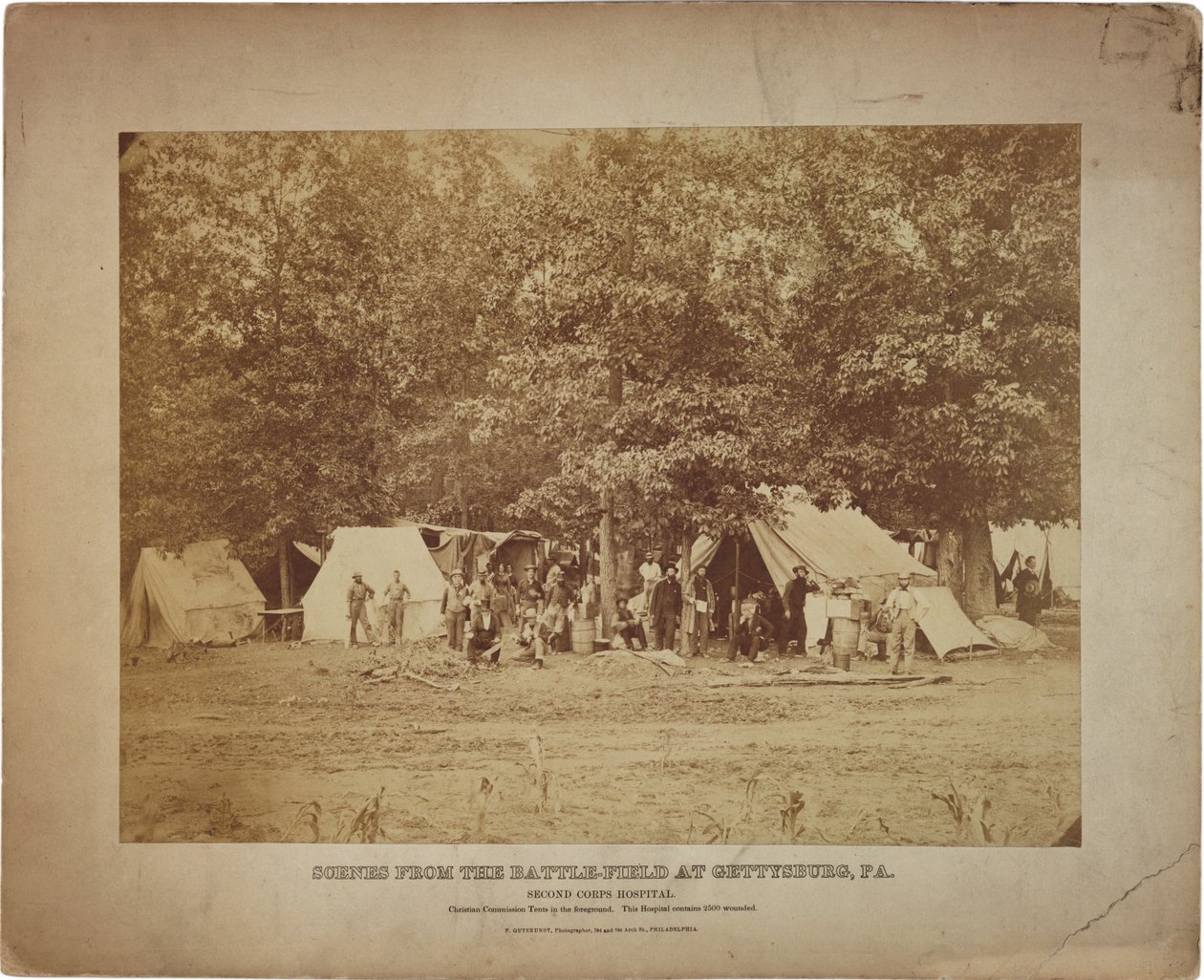 Union Second Corps veldhospitaal, Gettysburg, PA. door Frederick Gutekunst