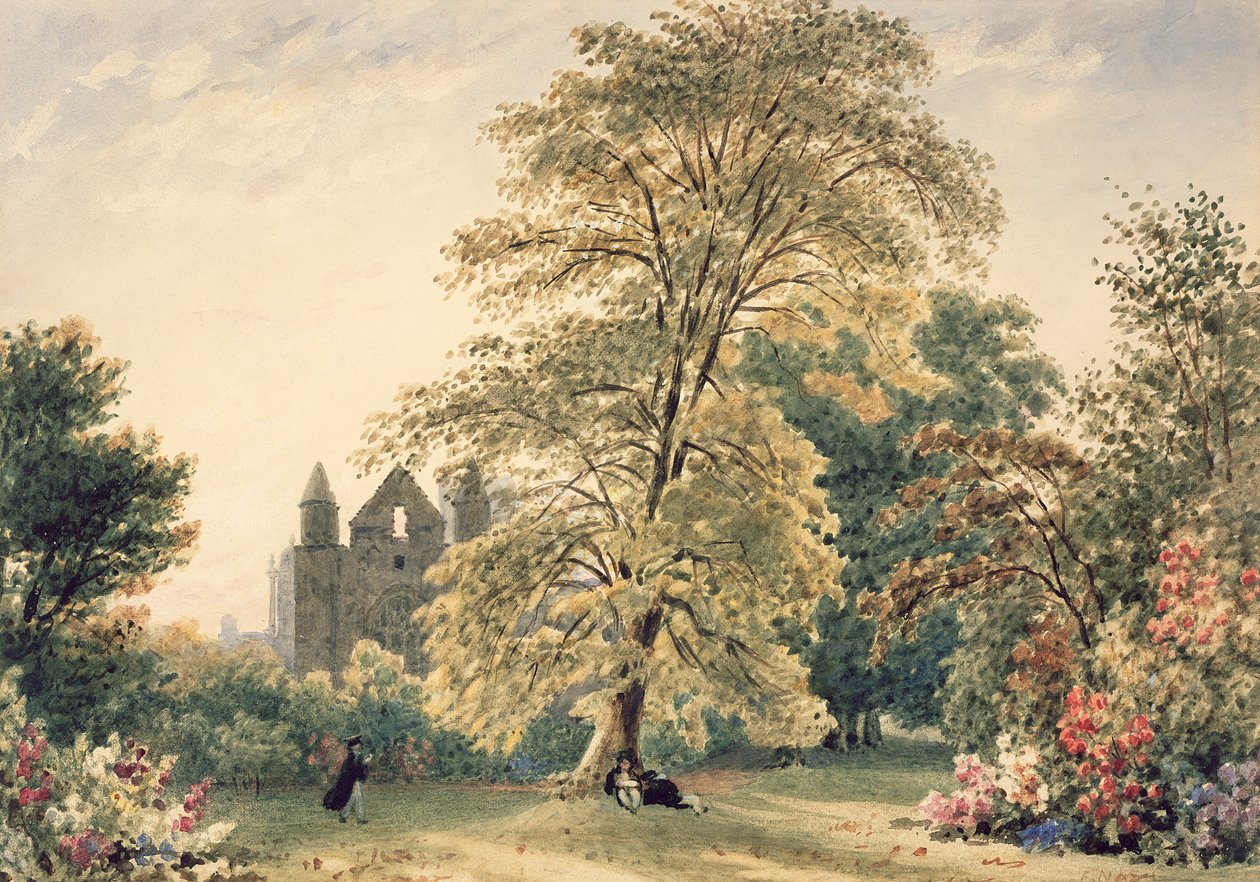 New College Gardens in Oxford, 1831 door Frederick Nash