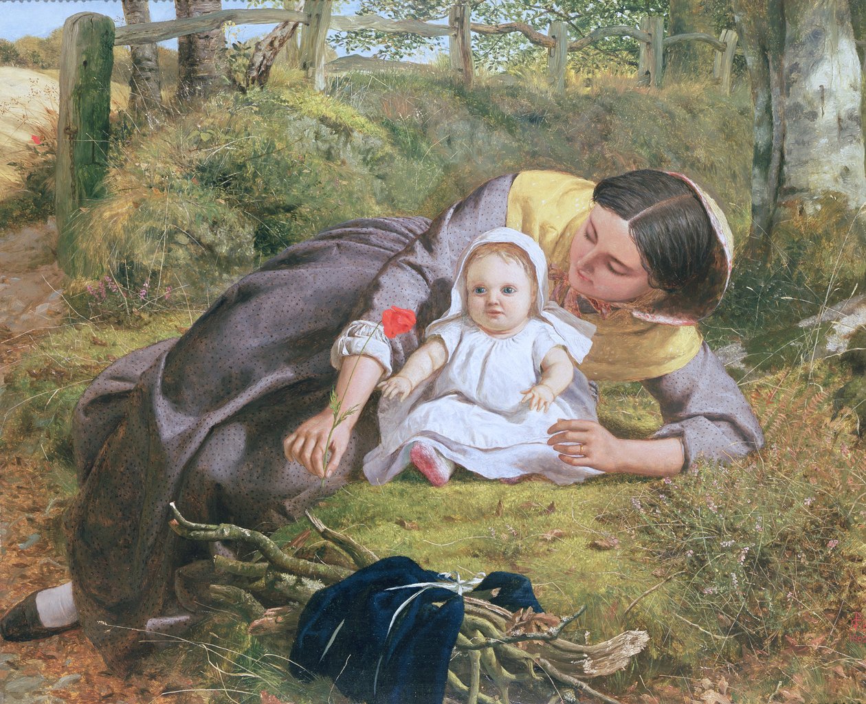 Moeder en kind met een klaproos door Frederick Richard Pickersgill