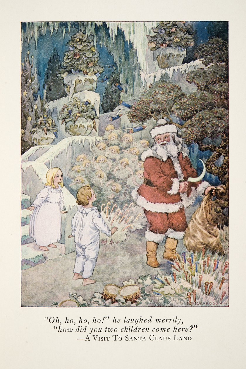 Illustratie uit Een Bezoek aan het Land van de Kerstman door Frederick Richardson