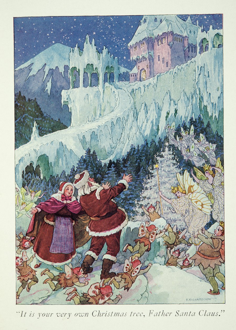 Illustratie uit Een Bezoek aan het Land van de Kerstman door Frederick Richardson