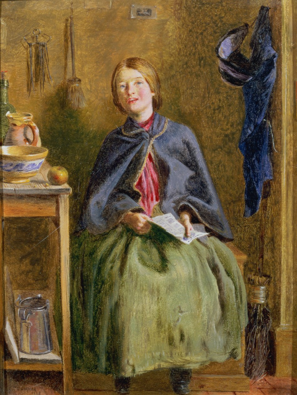 Een meid leert lezen, 1858 door Frederick Smallfield