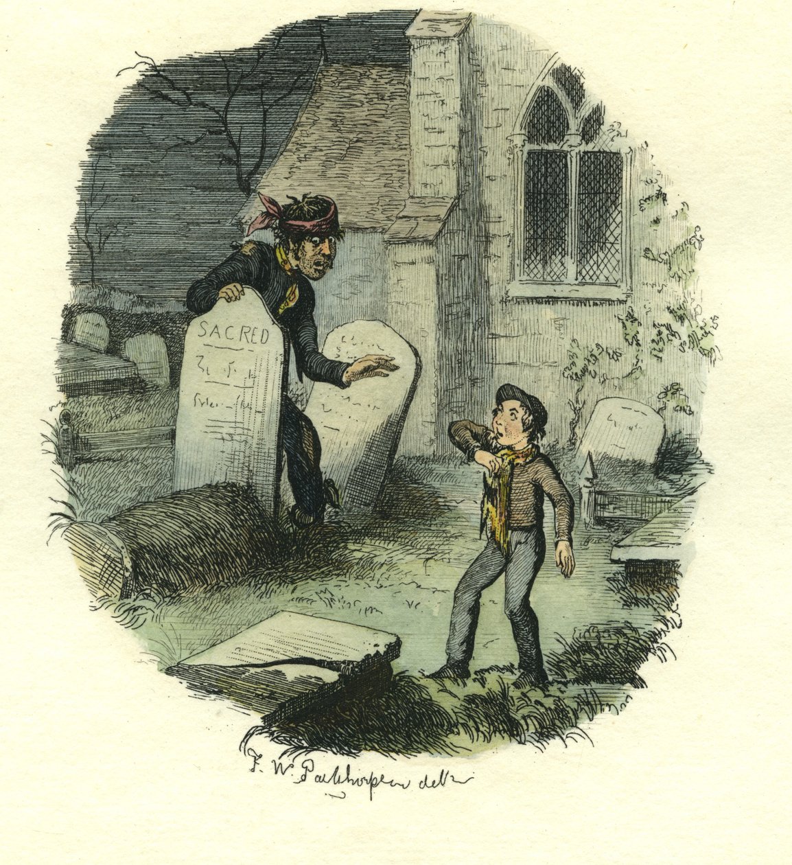 Pip en de Gevangene, Grote Verwachtingen, c.1885 door Frederick W. Pailthorpe