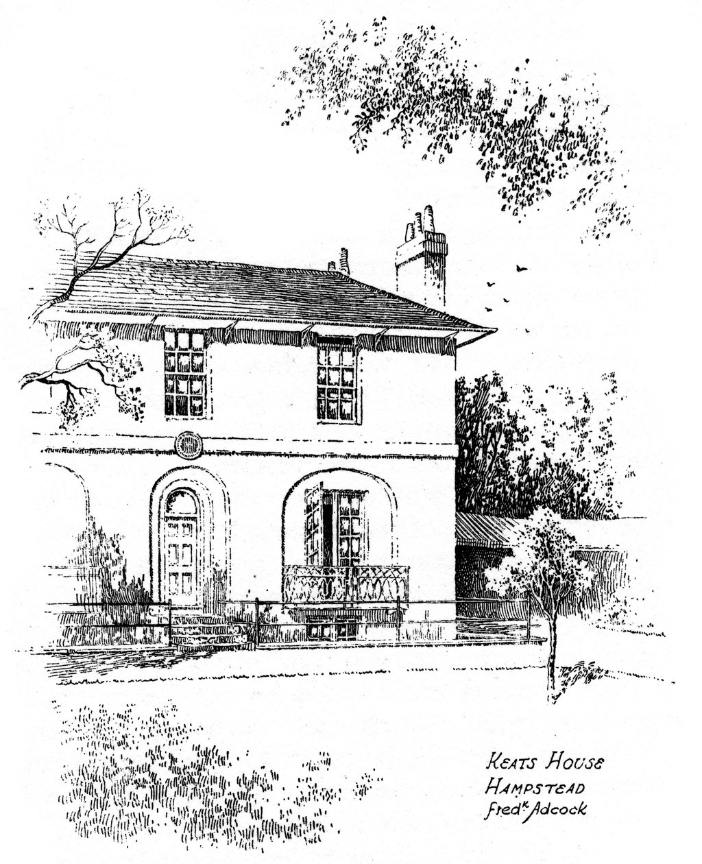 Keats House, Hampstead, Londen, 1912 door Frederick Adcock