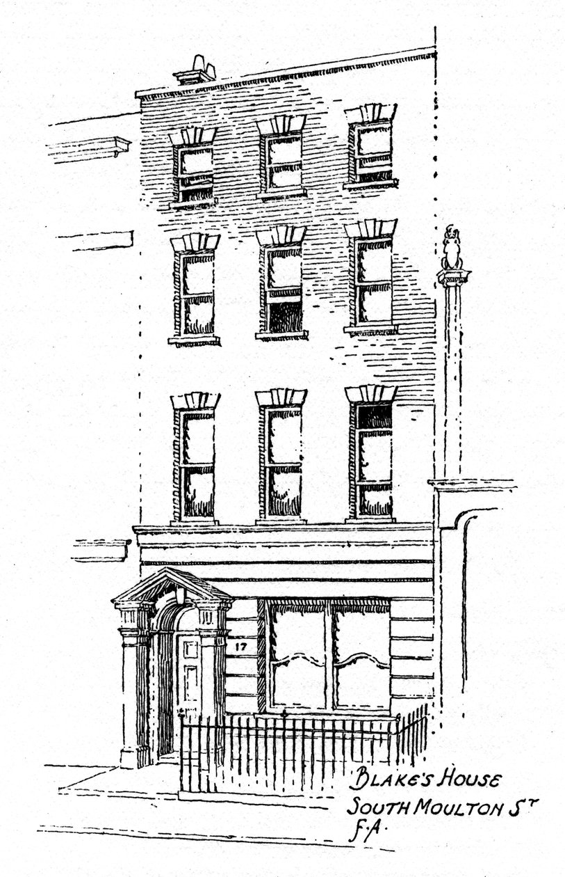 Huis van William Blake, 17 South Molton Street, Londen, 1912 door Frederick Adcock