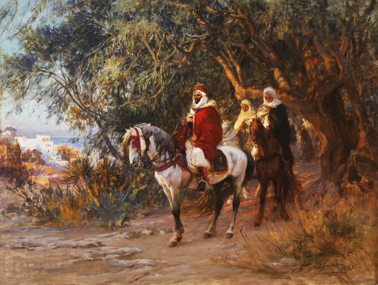 Arabieren te paard door Frederick Arthur Bridgman