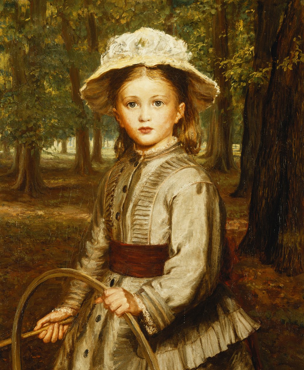 Een jong meisje speelt met een hoepel door Frederick Bacon Barwell