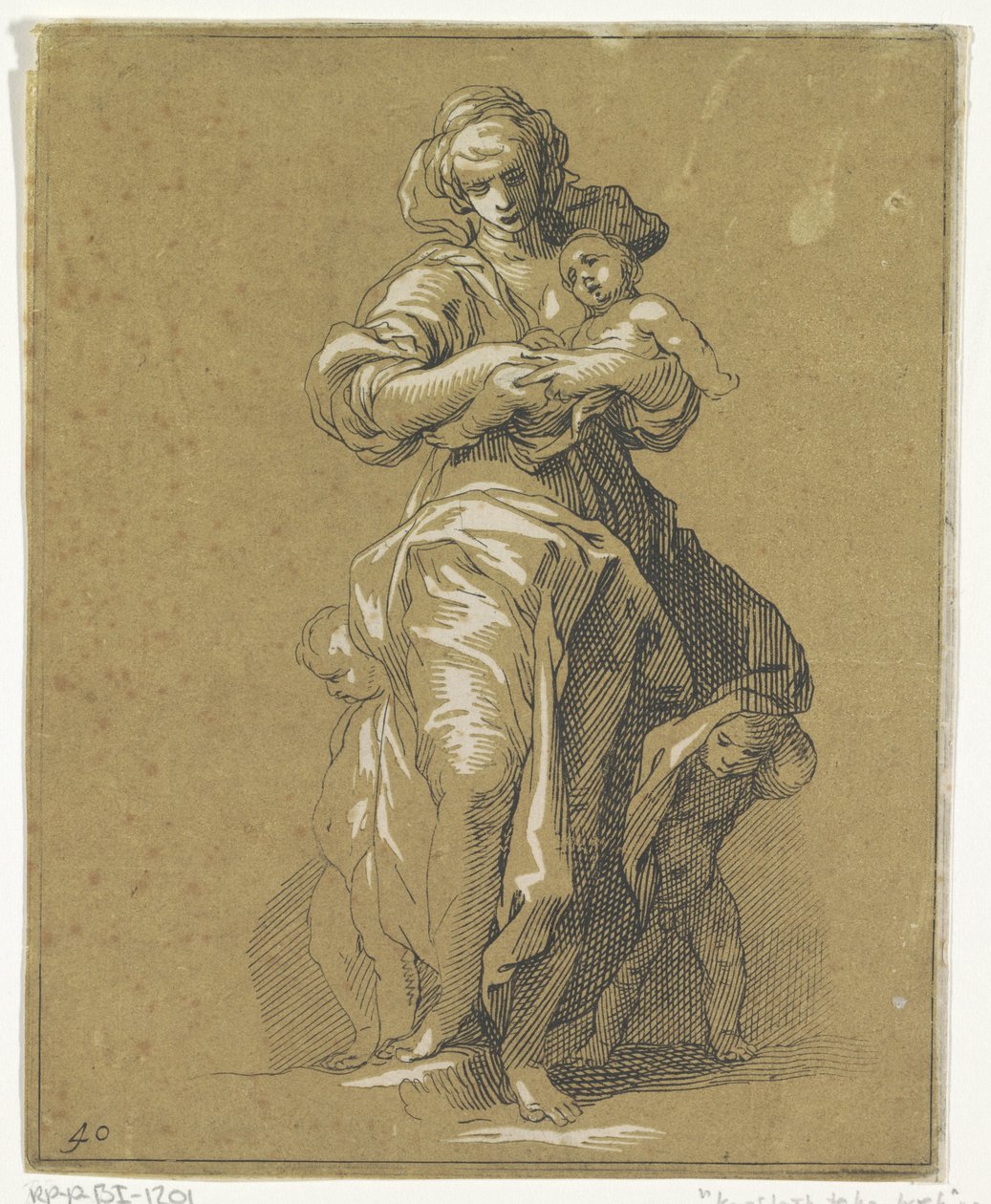 Caritas met drie kinderen door Frederick Bloemaert