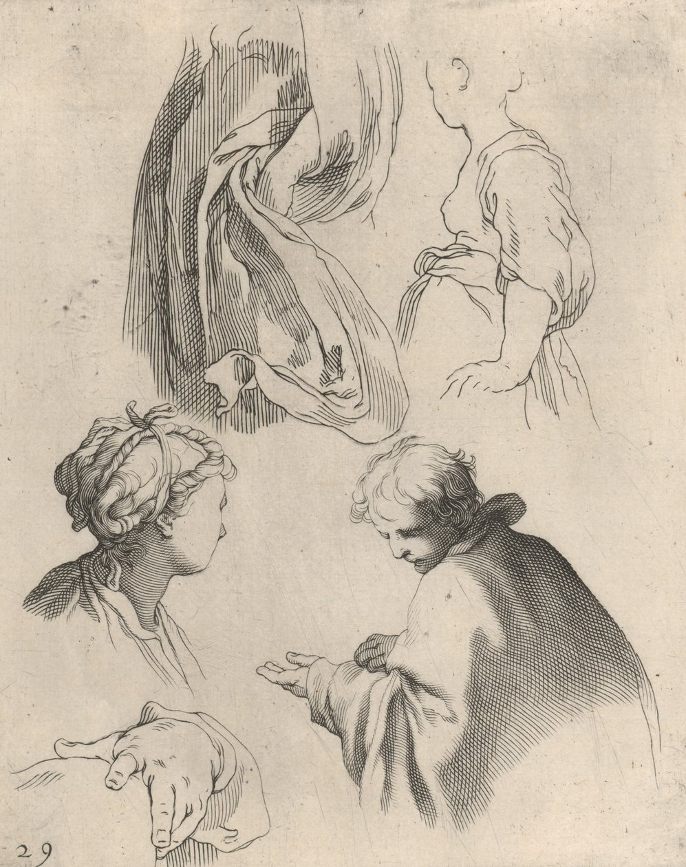 Figurenstudies, uit Tekenboek, 1650-1656 door Frederick Bloemaert