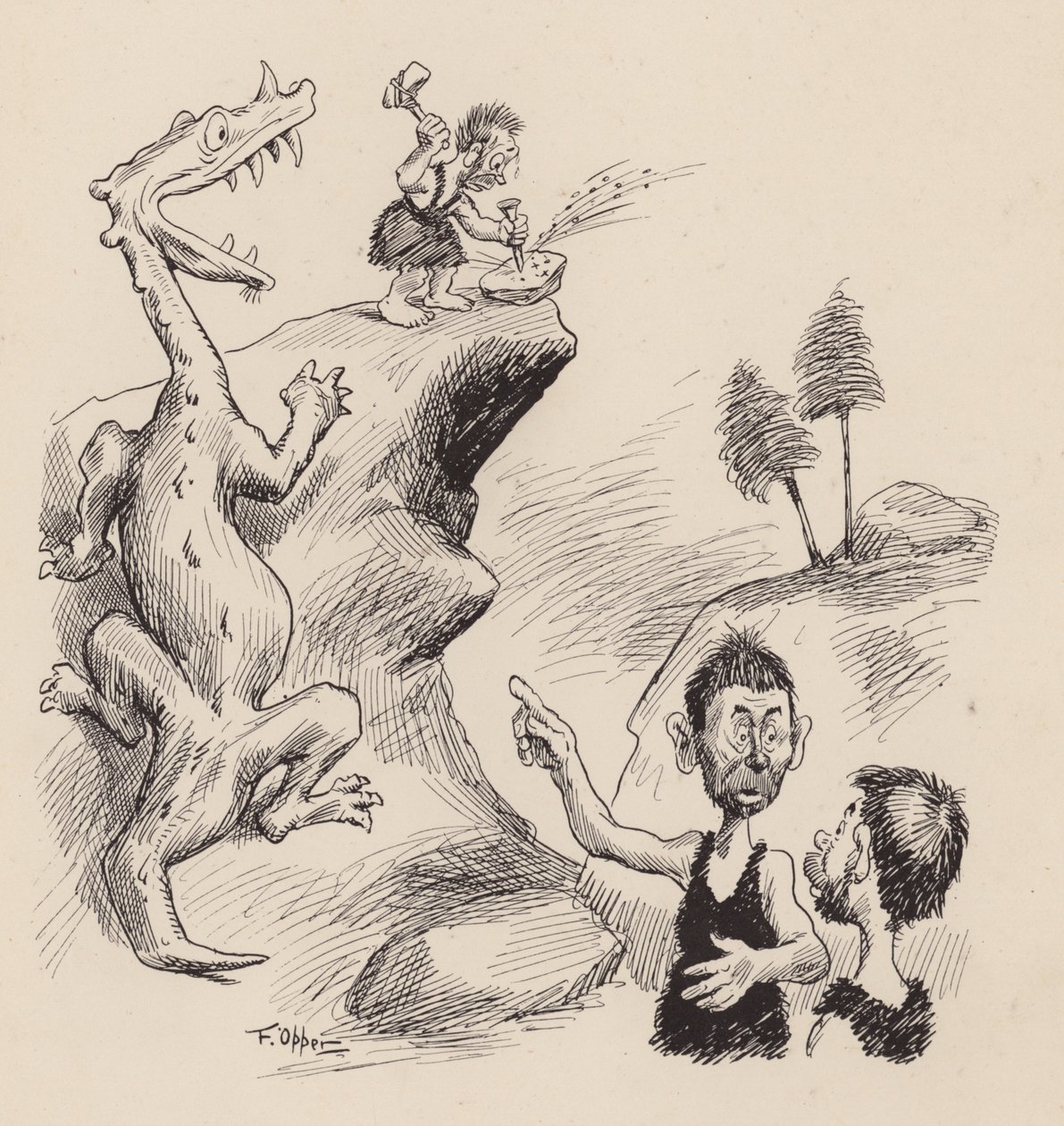 Onze Antediluviaanse Voorouders door F Opper: Nummer Vier (litho) door Frederick Burr Opper