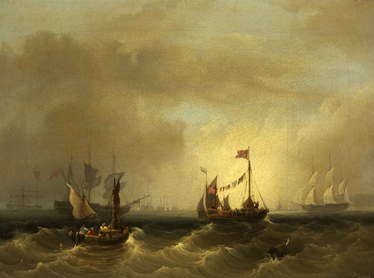 Zeegezicht met Boten door Frederick Calvert