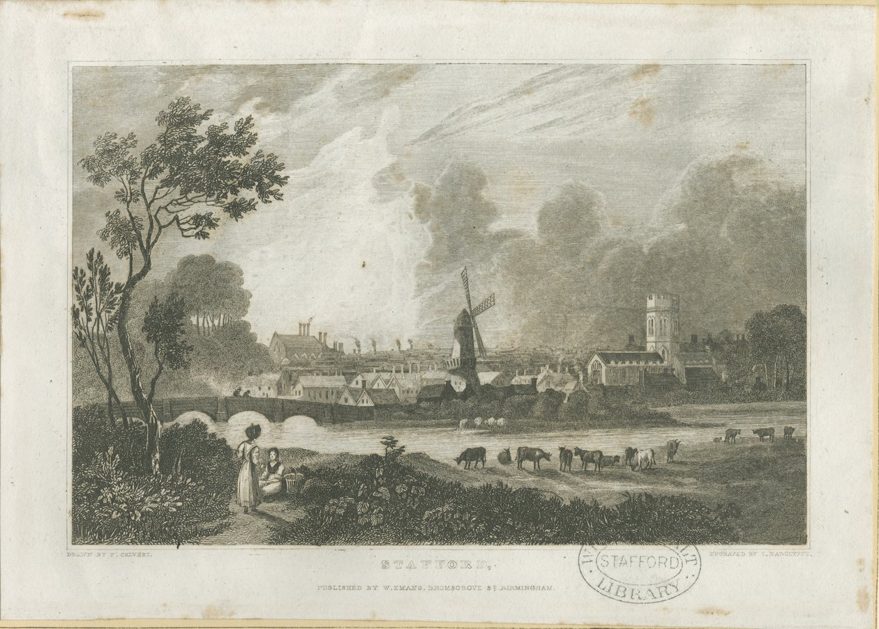 Stafford - Zuidwestaanzicht: gravure, nd [c 1830] door Frederick Calvert