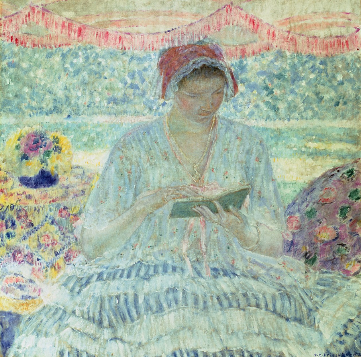 Zomerlezen door Frederick Carl Frieseke