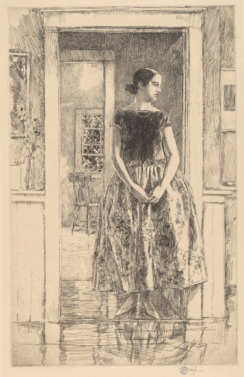 Meisje in een moderne jurk, 1922 door Frederick Childe Hassam