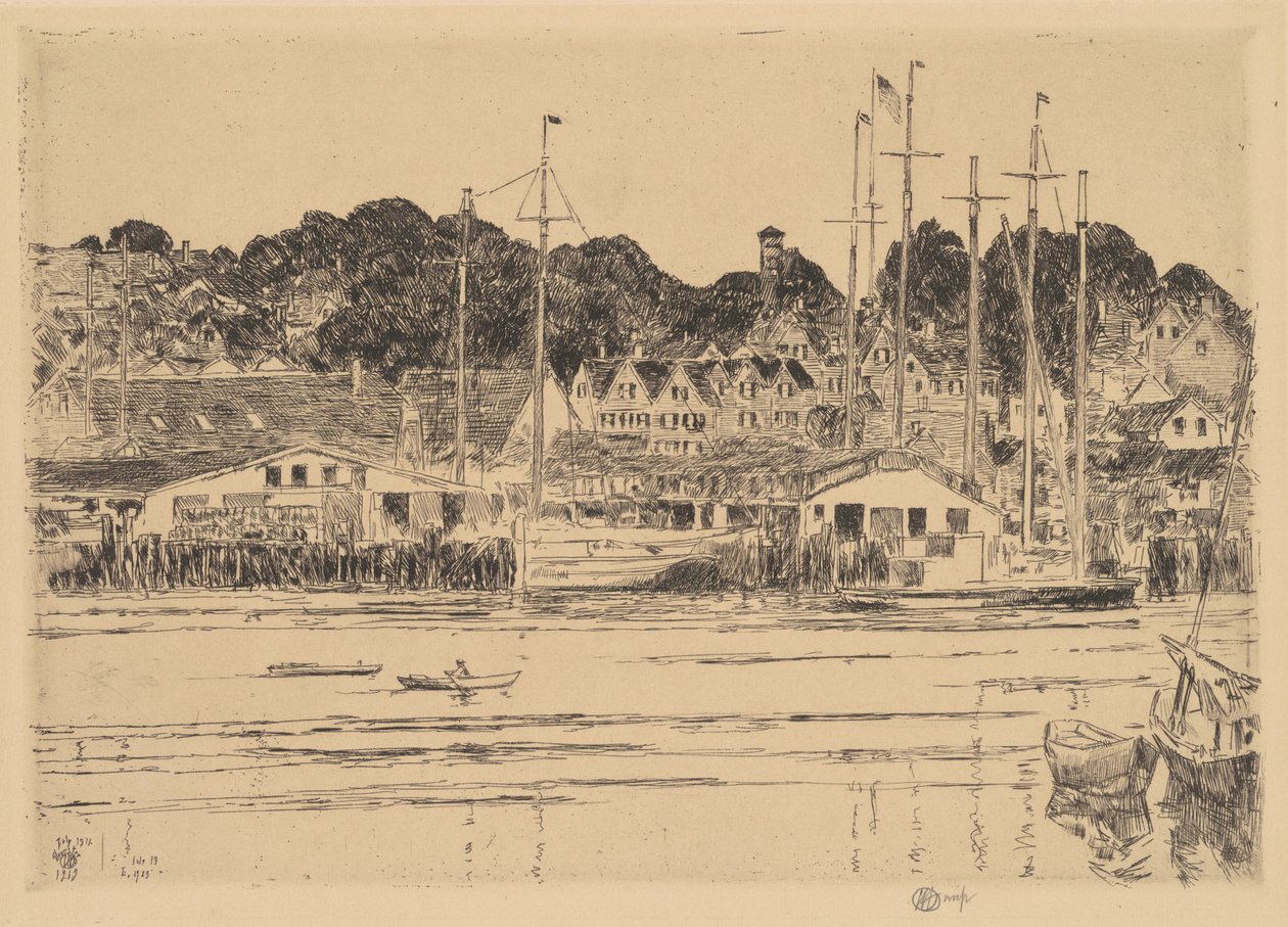 Binnenhaven, Gloucester door Frederick Childe Hassam