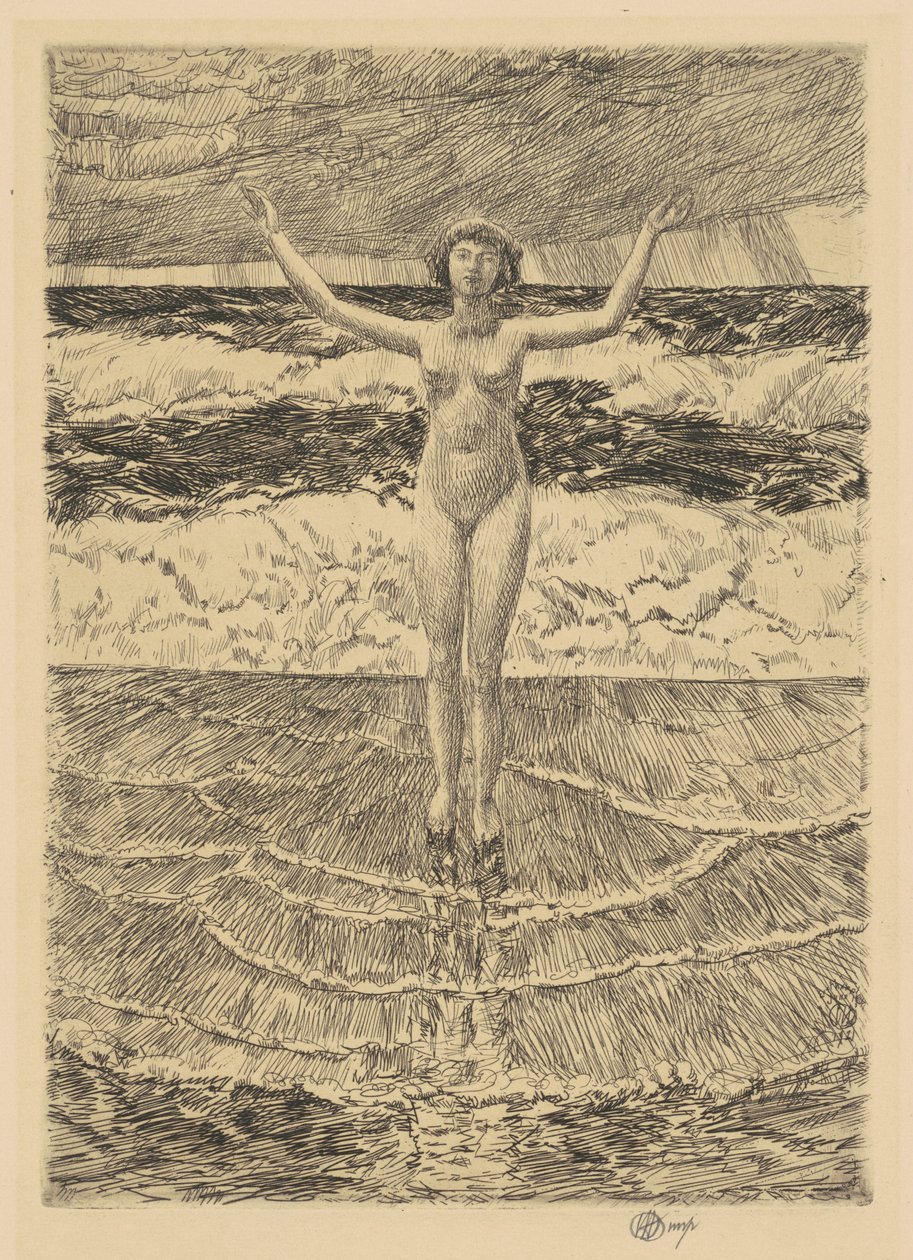Regendruppels en Branding, 1921 door Frederick Childe Hassam