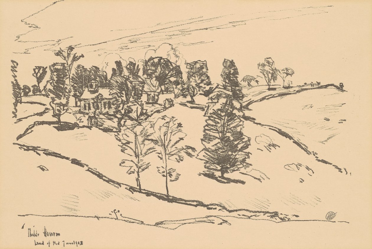 Het kleine schoolhuis, Land van Nod, 1918 door Frederick Childe Hassam