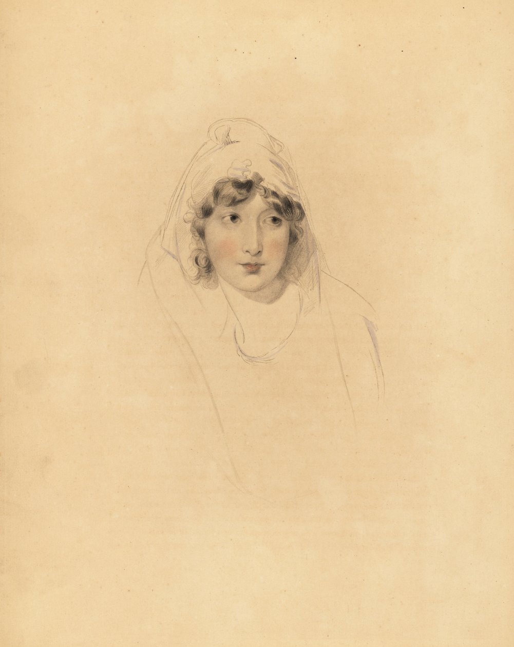 Portret van Lady Augusta Lowther, Gravin van Fane, vrouw van de 1e Graaf van Lonsdale. Handgekleurde gravure door Frederick Christian Lewis naar een illustratie van Sir Thomas Lawrence uit P.G. Patmore’s Cabinet of Gems, Ackermann, Londen door Frederick Christian Lewis