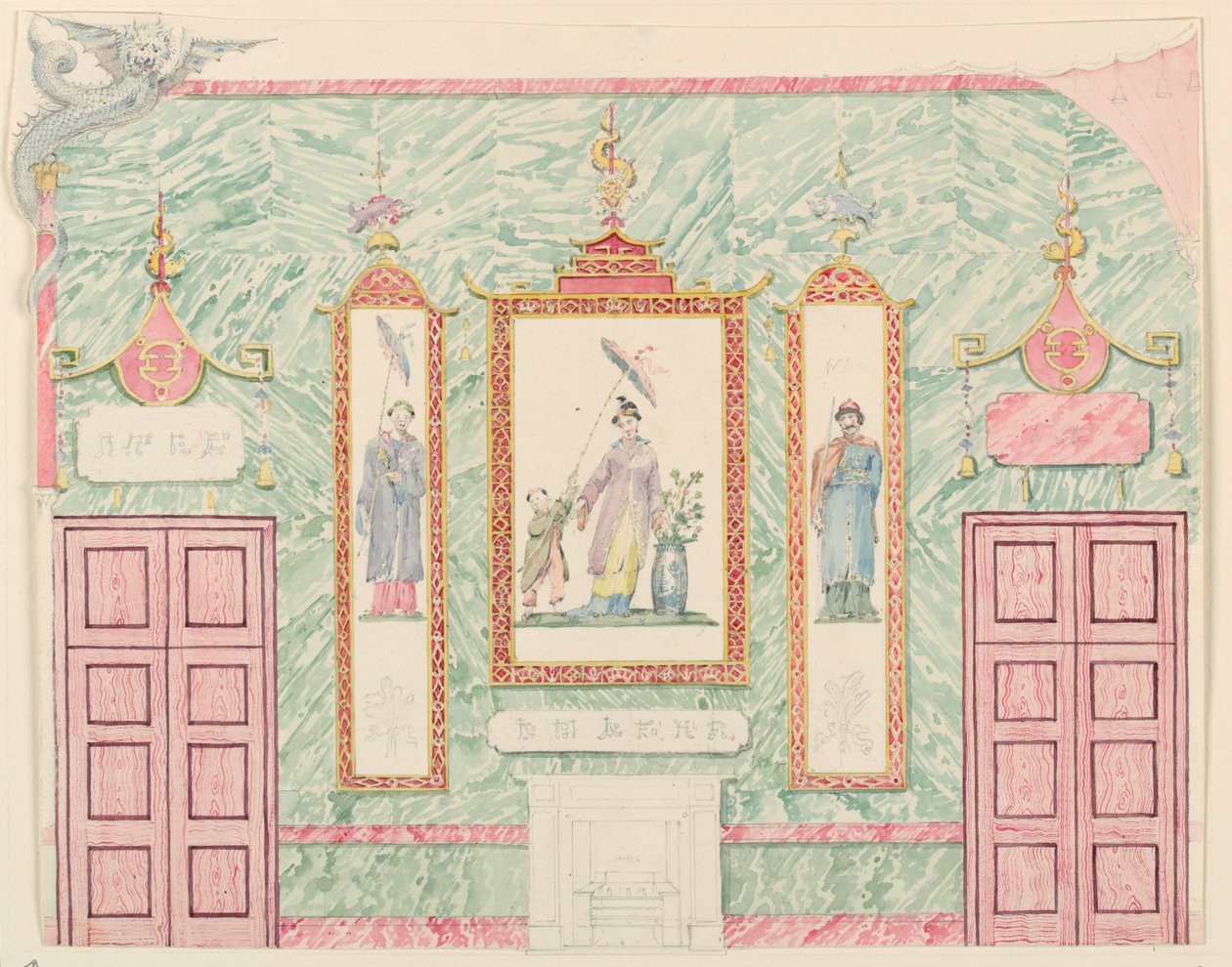 Muurverhoging, waarschijnlijk voor de banketzaal, Royal Pavilion, Brighton door Frederick Crace