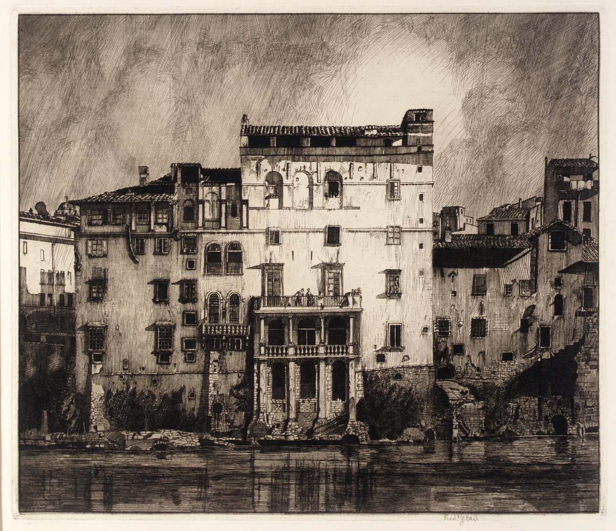 Oude huizen aan de Tiber door Frederick G. Hall