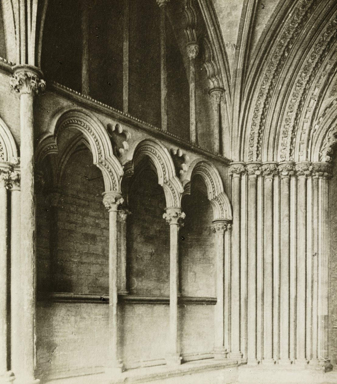 Kathedraal van Ely: Galilee portaal, details door Frederick H. Evans