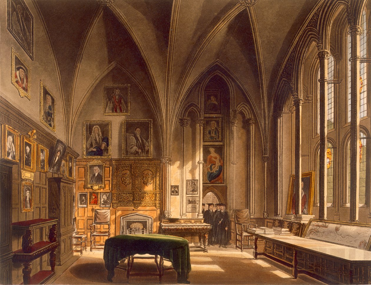 Interieur van het kapittelhuis, illustratie uit de 