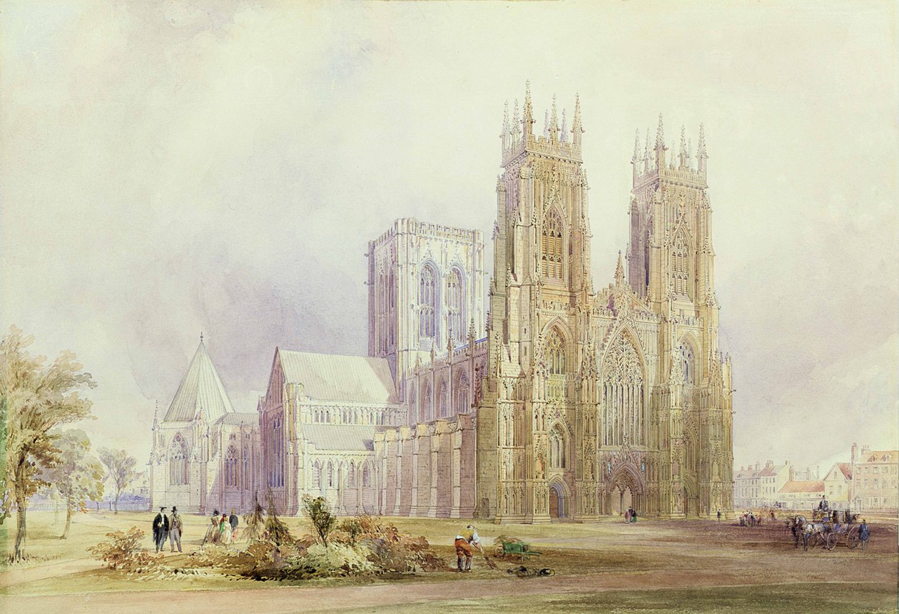 York Minster: noordwestelijk aanzicht door Frederick Mackenzie