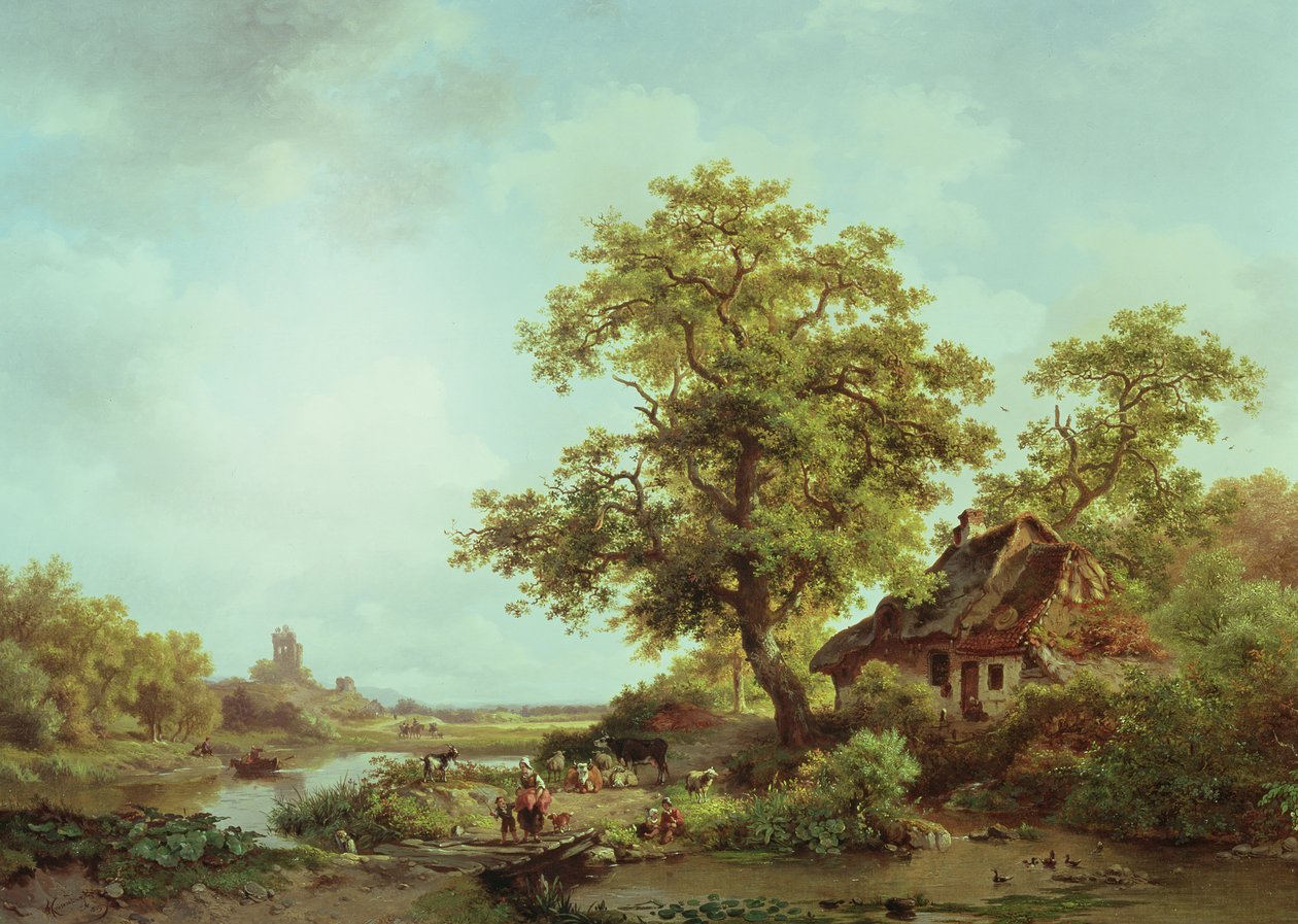 Een bebost landschap door Frederick Marianus Kruseman