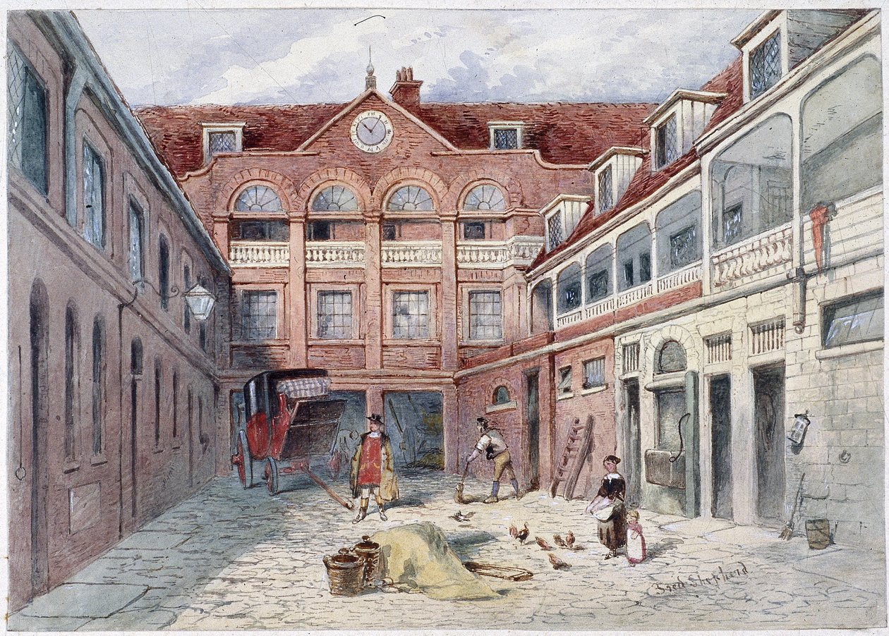 The Blue Boar Inn, Holborn, Londen door Frederick Napoleon Shepherd